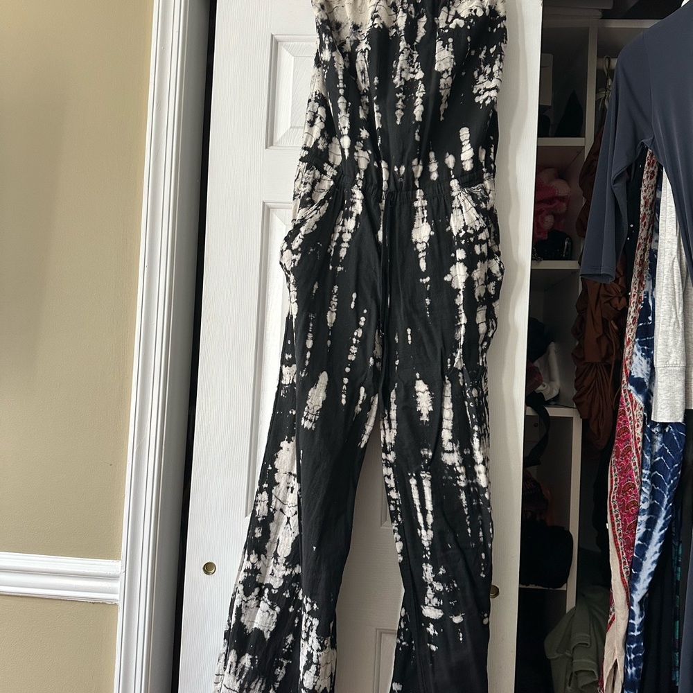 Hard tail Black and White Tie-Dye Jumpsuit